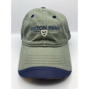 Hilton Head South Carolina Greenish olive and Blue Adjustable Baseball Hat/ Cap
